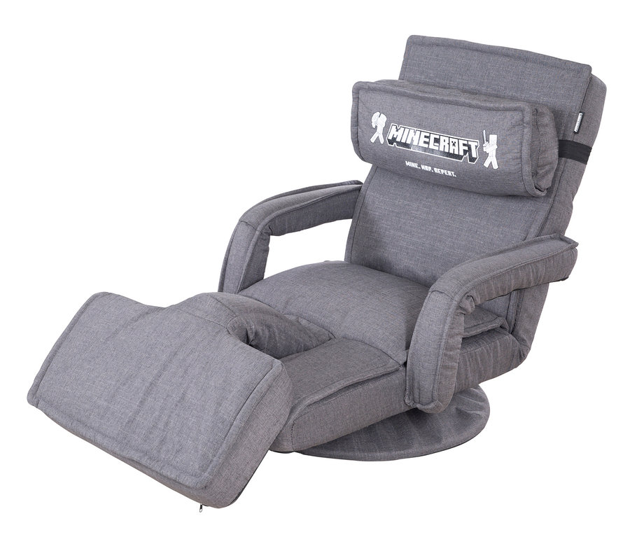 Grauer roba Minecraft Loungesessel mit Beinen und Armlehne.