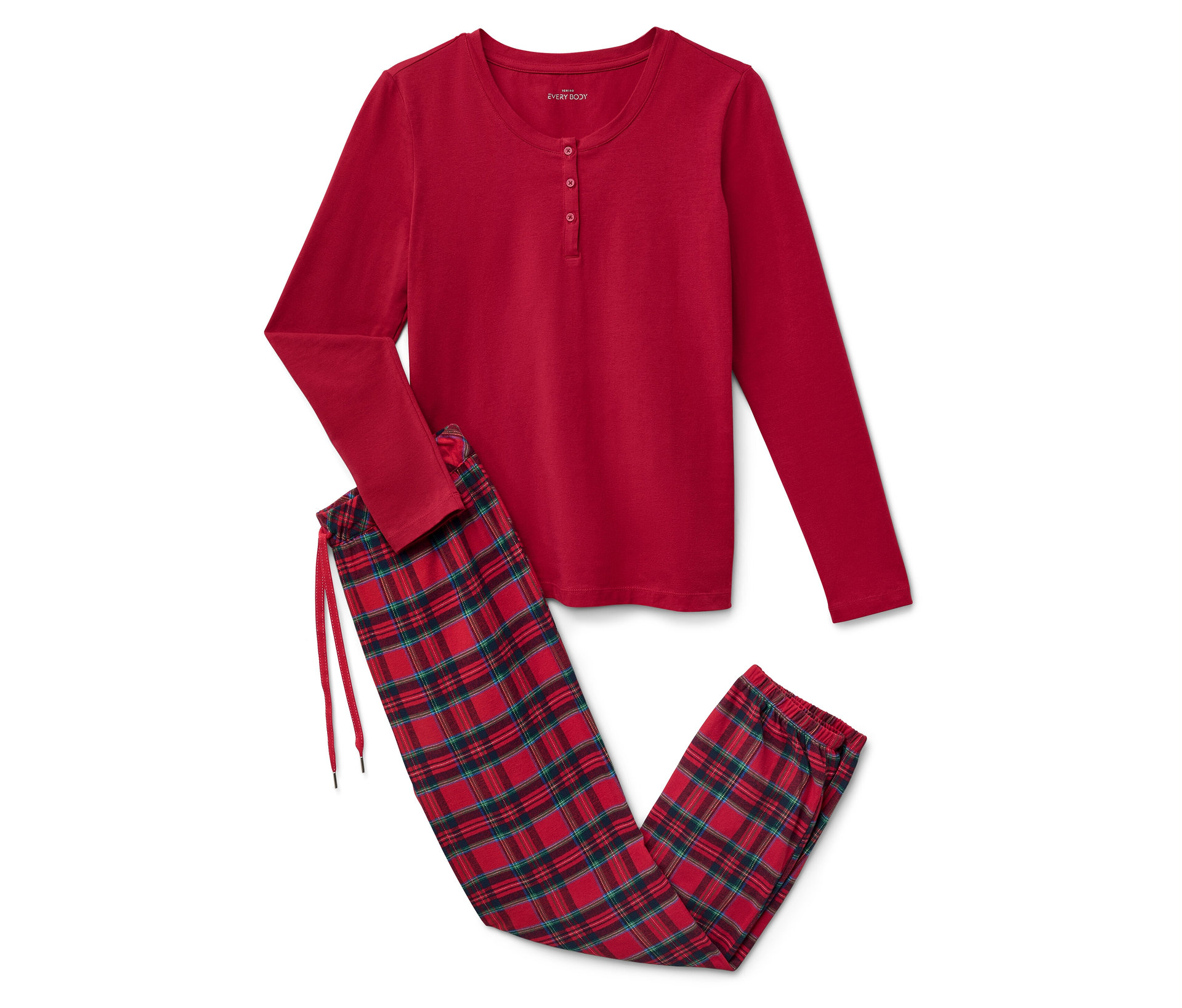 Flanell-Pyjama-Set - Damen - Gr. M - rot - rot