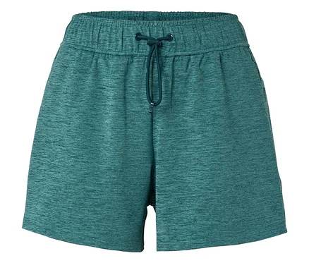 Nahaufnahme von türkisfarbenen Shorts mit Kordelzug.