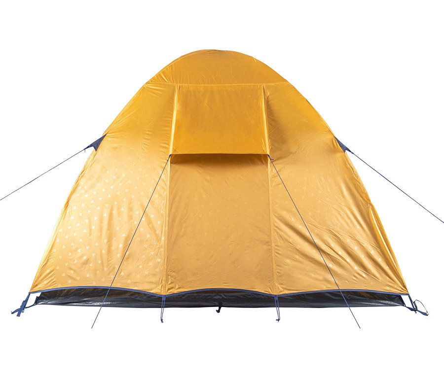 Goldgelbes Tambu »SETU 4« 4-Personen-Kuppelzelt von vorne.