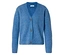 Blaue Strickjacke mit V-Ausschnitt und drei braunen Knöpfen, aus RWS-zertifizierter Wolle.