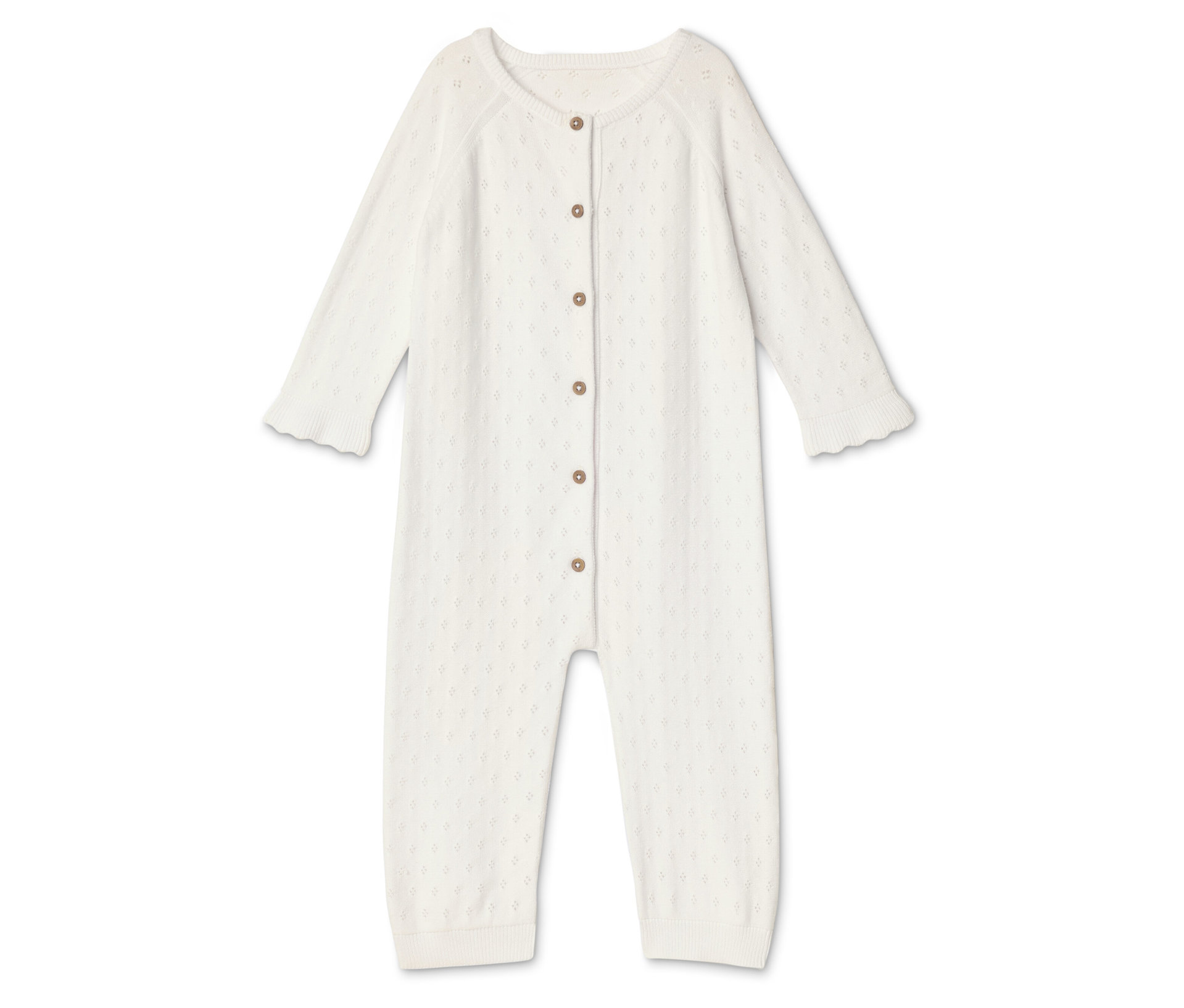 Tchibo - Baby-Strickstrampler mit Ajourmuster - Gr. 50/56 - weiß