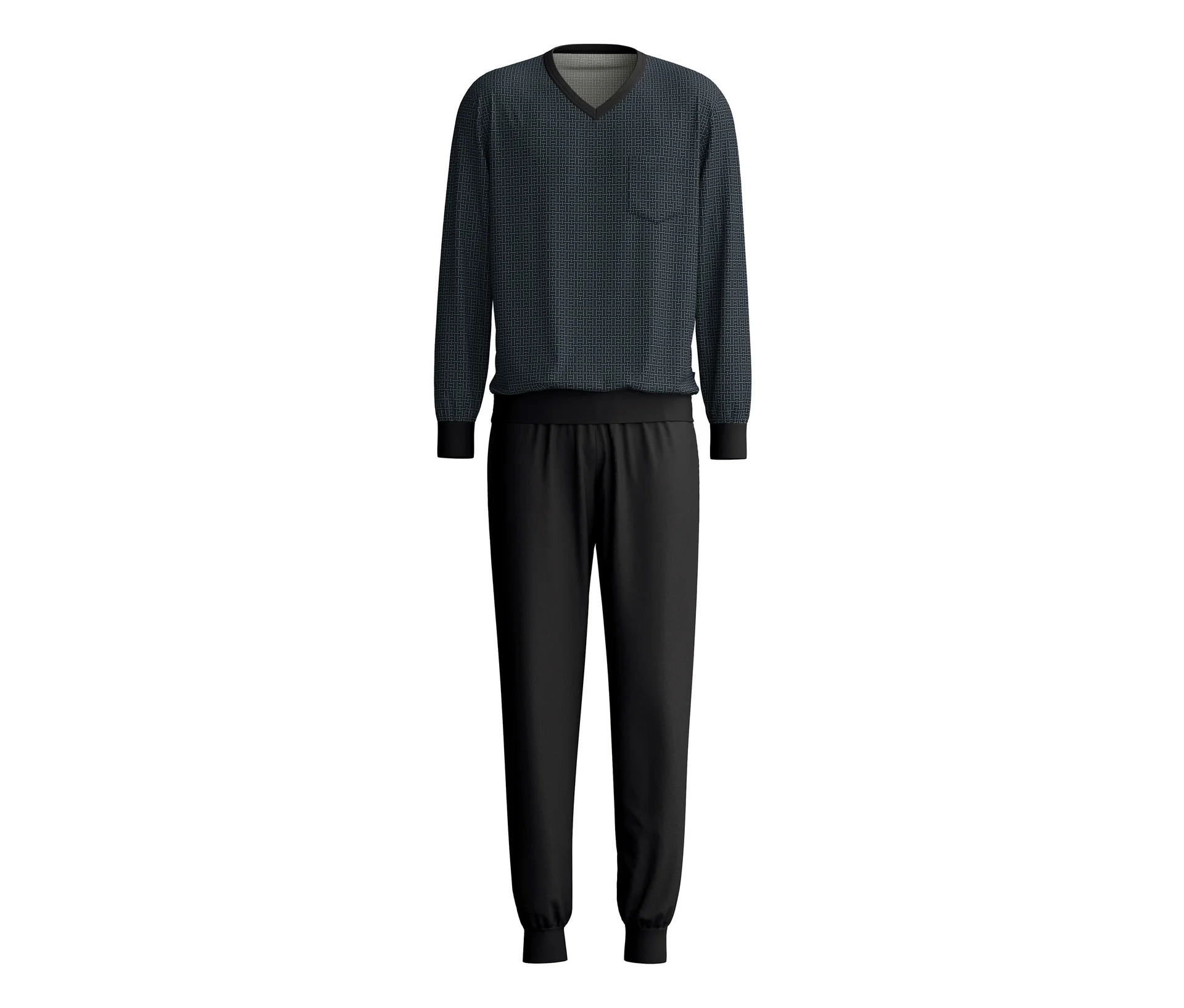 Calida Herren Schwarz Pyjama Mit Bündchen - Bild 2
