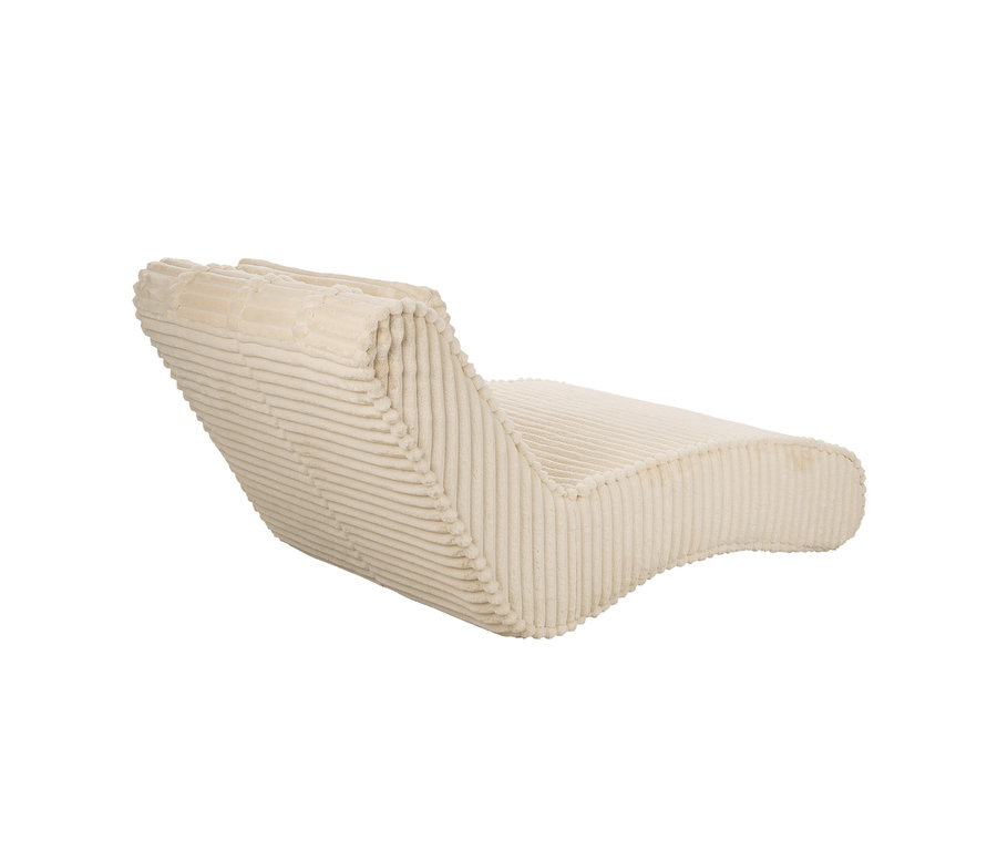 Cremefarbene Récamiere aus geripptem Cordstoff mit geschwungenem, ergonomischem Design.
