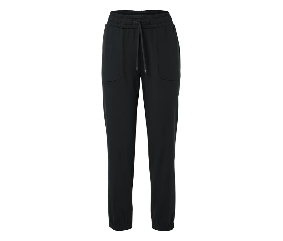 Schwarze Jogginghose mit Kordelzug und Taschen.