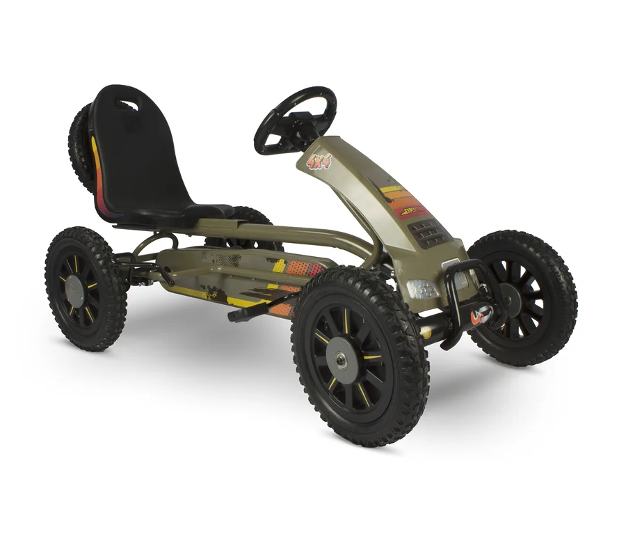 Ein grünes Tret-Gokart EXIT Gokart »Spider Expedition« auf weißem Hintergrund.