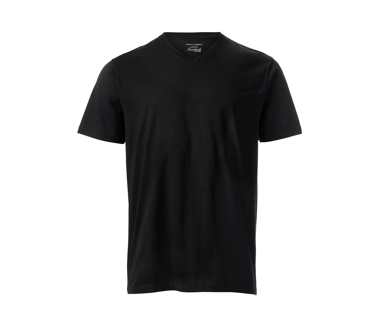 Schwarzes T-Shirt mit V-Ausschnitt, 1 Stk. aus dem 2er-Set.