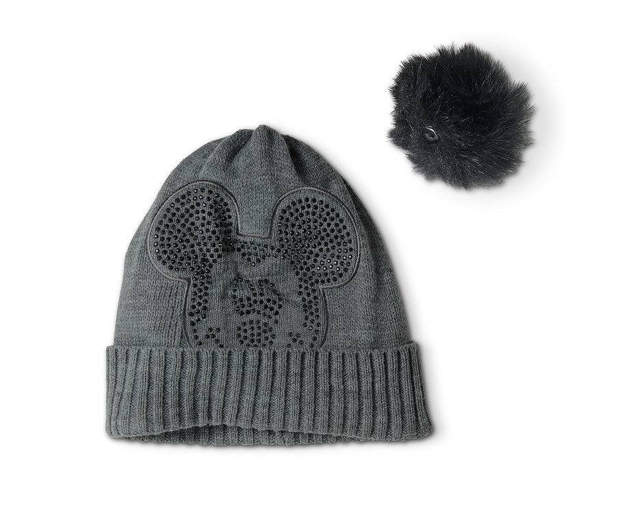 Graue Strickmütze »Disney« und abnehmbarer Bommel.