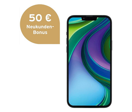 Ein schwarzes Apple iPhone 14 mit einem angezeigten Hintergrundbild.