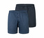 Zwei SCHIESSER Jersey-Boxer mit blauem Print.