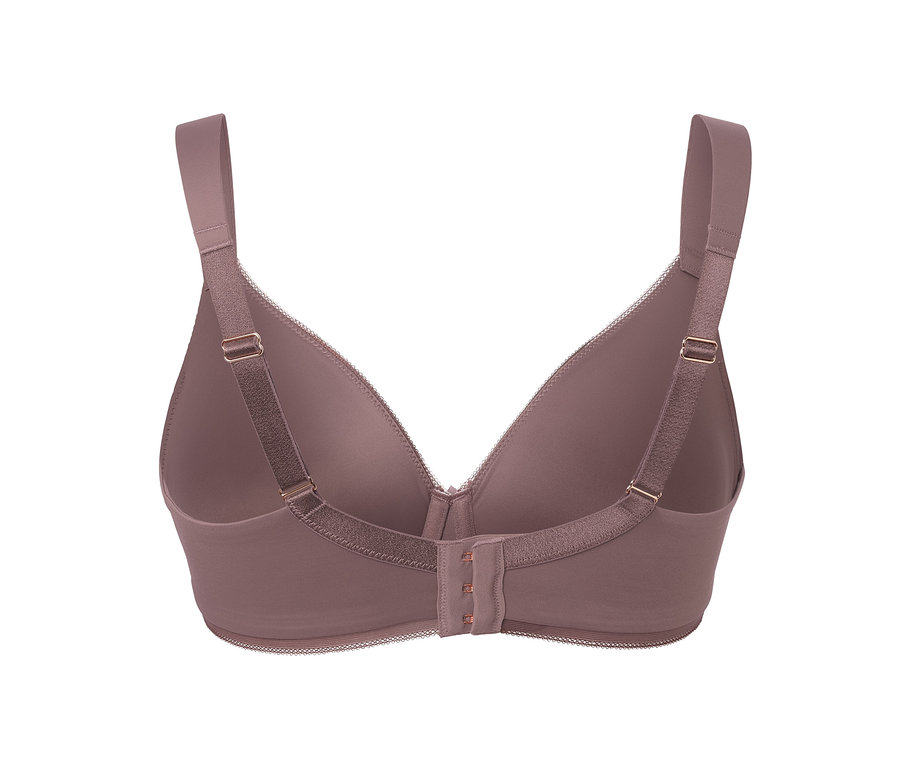 Detailansicht von hinten eines beigen Bügel-BHs.