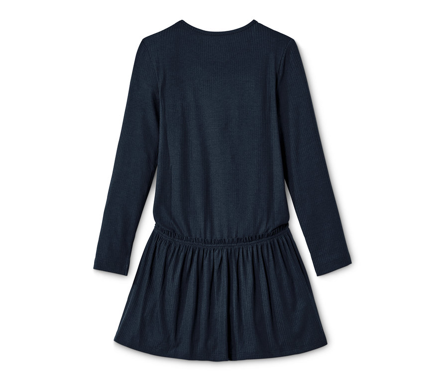 Dunkelblaues Jersey-Rippkleid.