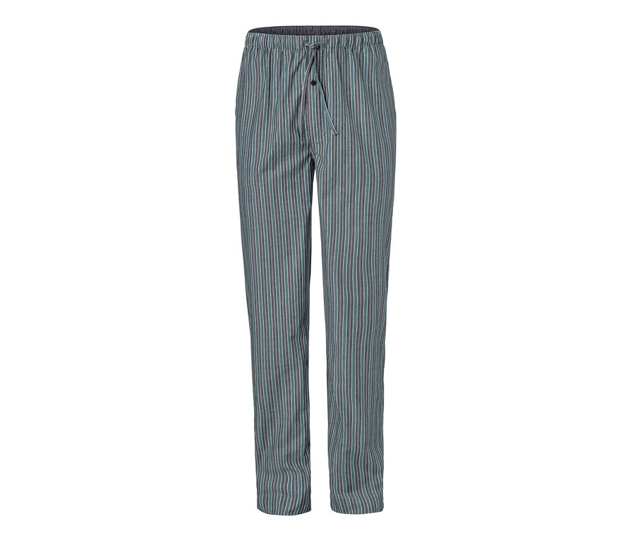 Eine gestreifte Pyjamahose aus Webstoff.