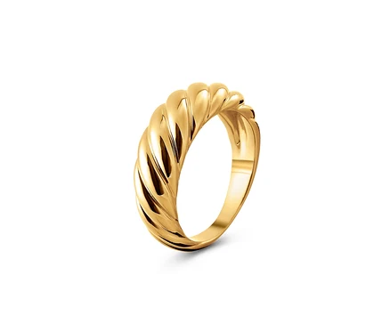 Nahaufnahme eines goldenen Rings aus 925er Silber.
