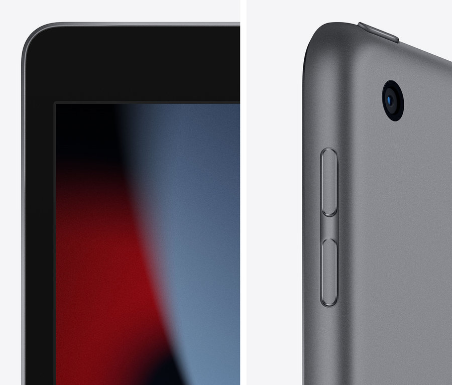 Detailaufnahme eines grauen Apple iPad 9. Generation mit Wi-Fi.