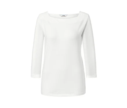 Weißes Shirt mit 3/4-Arm.
