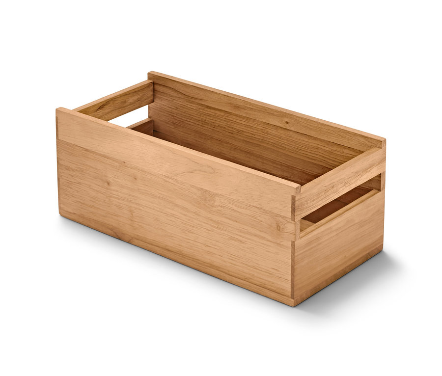 Eine Gewürz-Aufbewahrungsbox aus Holz.