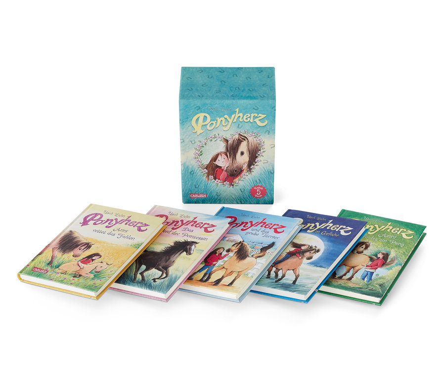 Bücherbox »Ponyherz« mit fünf Ponyherz Büchern.