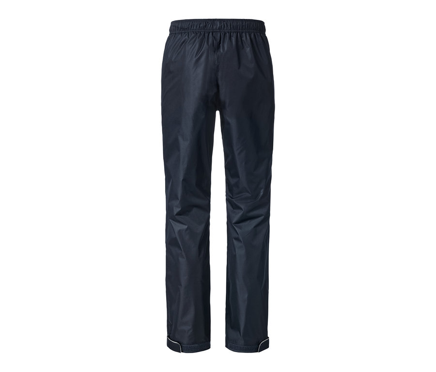 Eine dunkelblaue Unisex-Regenhose.