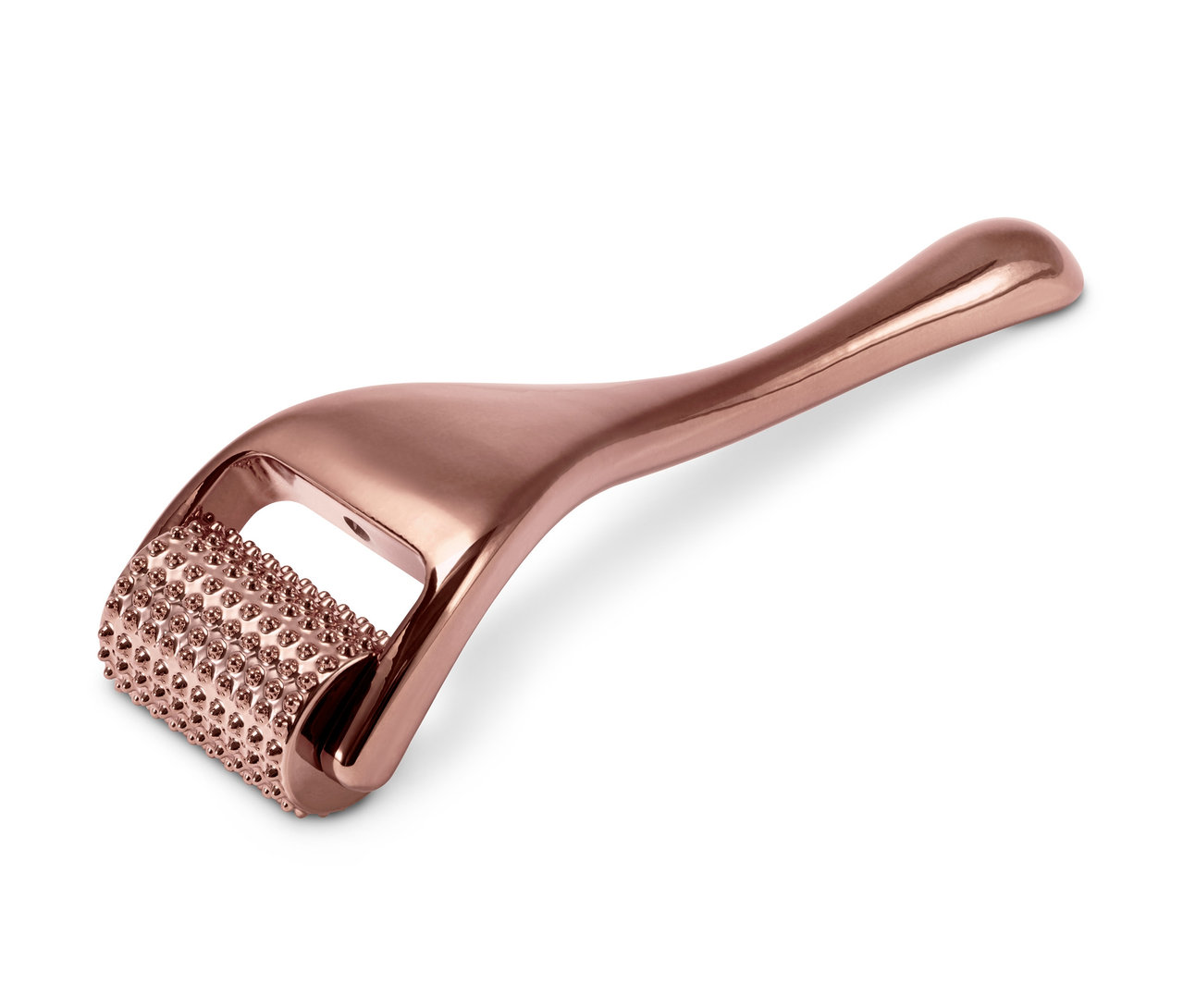 Detailaufnahme eines bronzefarbenen Gesichtsrollers.