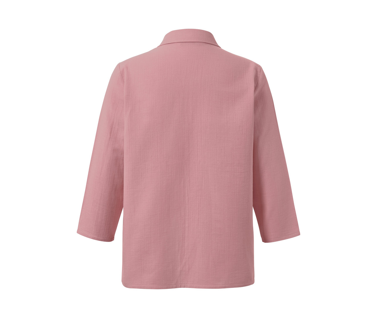 Detailansicht eines rosafarbenen Musselin Shorty-Pyjamas.