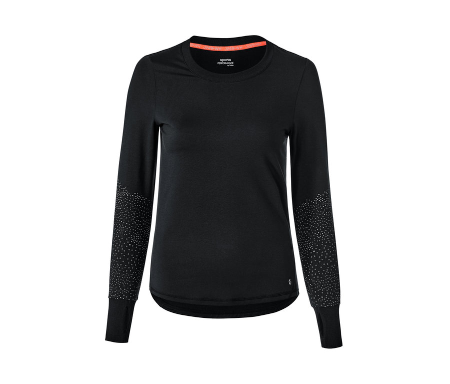 Schwarzes Langarm-Funktionsshirt.