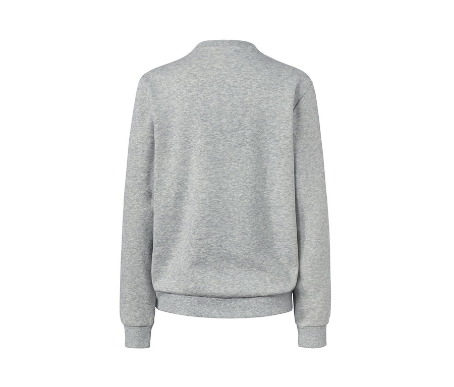 Rückansicht eines grauen Sweatshirts.