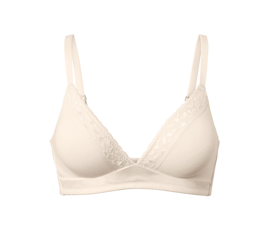 Ein cremefarbener Soft-BH mit Spitze.