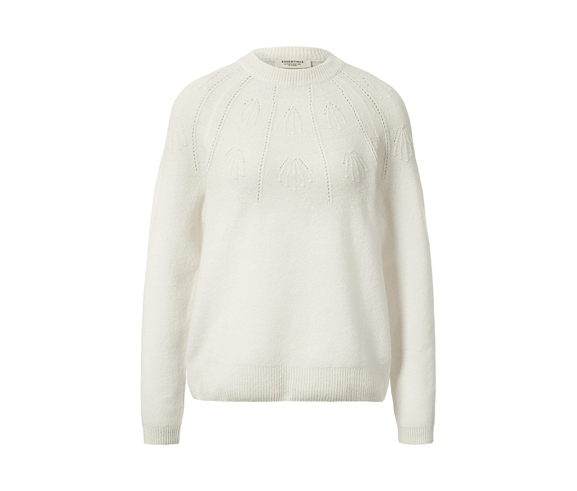 Strickpullover mit Wolle - Damen - Gr. M - weiß - weiß
