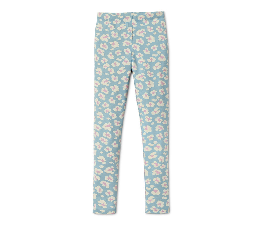 Hellblaue Leggings mit Muster.