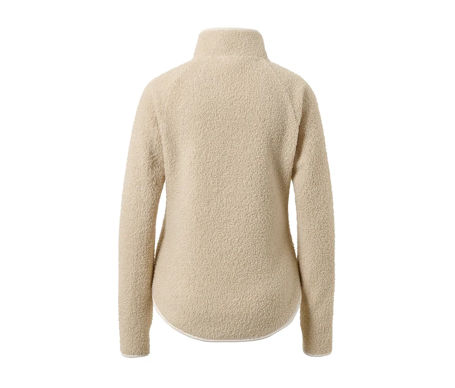Rückansicht einer offwhitefarbenen Teddy-Jacke.