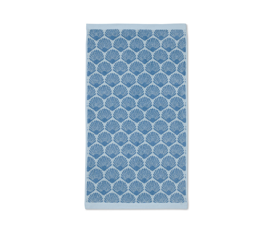 Blaues 2er-Set Handtücher »Muschel« mit Muschelmuster.