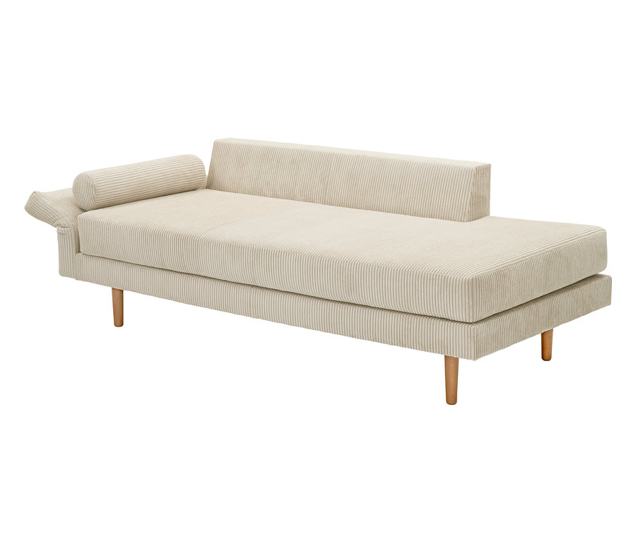 Beige Cord-Recamiere »Ivo«, links.