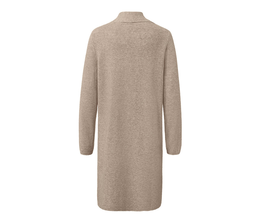 Beiger offener Longcardigan.