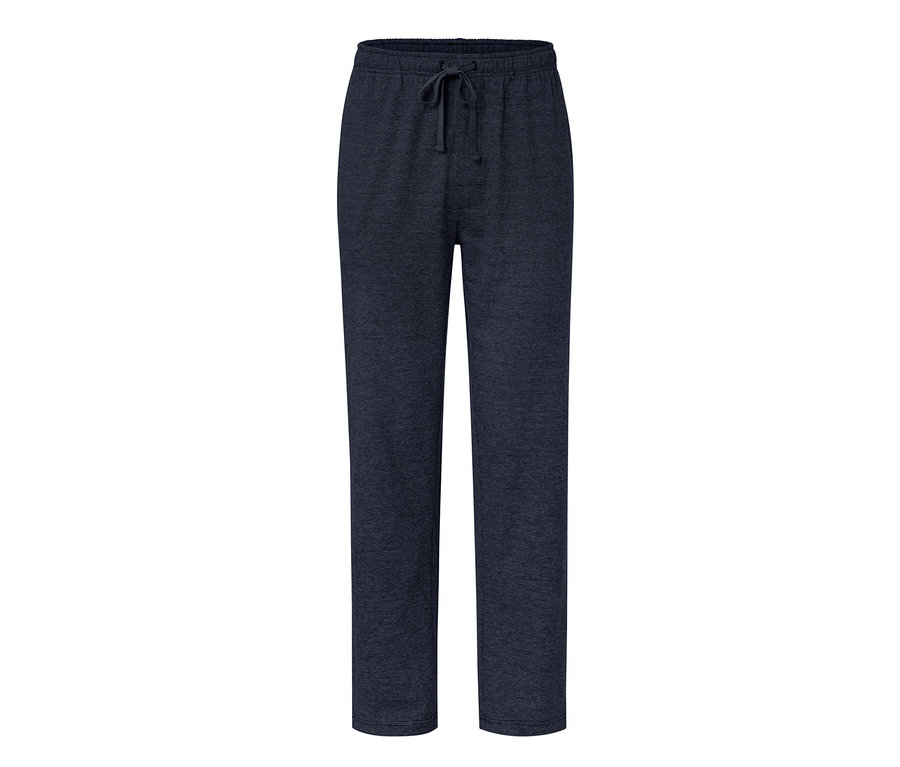 Eine dunkelblaue Relaxhose mit Kordelzug.