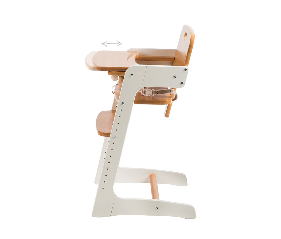 Seitenansicht des roba Treppenhochstuhls »Kid Up«: weißes Gestell mit Holzelementen.