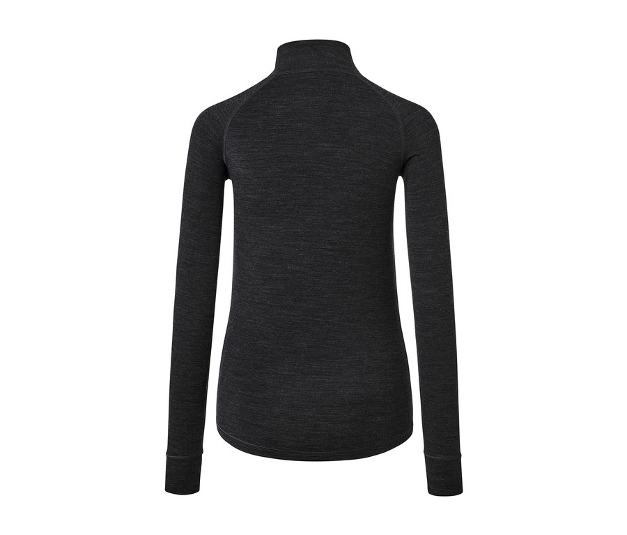 Anthrazitfarbenes Funktionsshirt mit RWS-zertifizierter Wolle, Rückansicht.