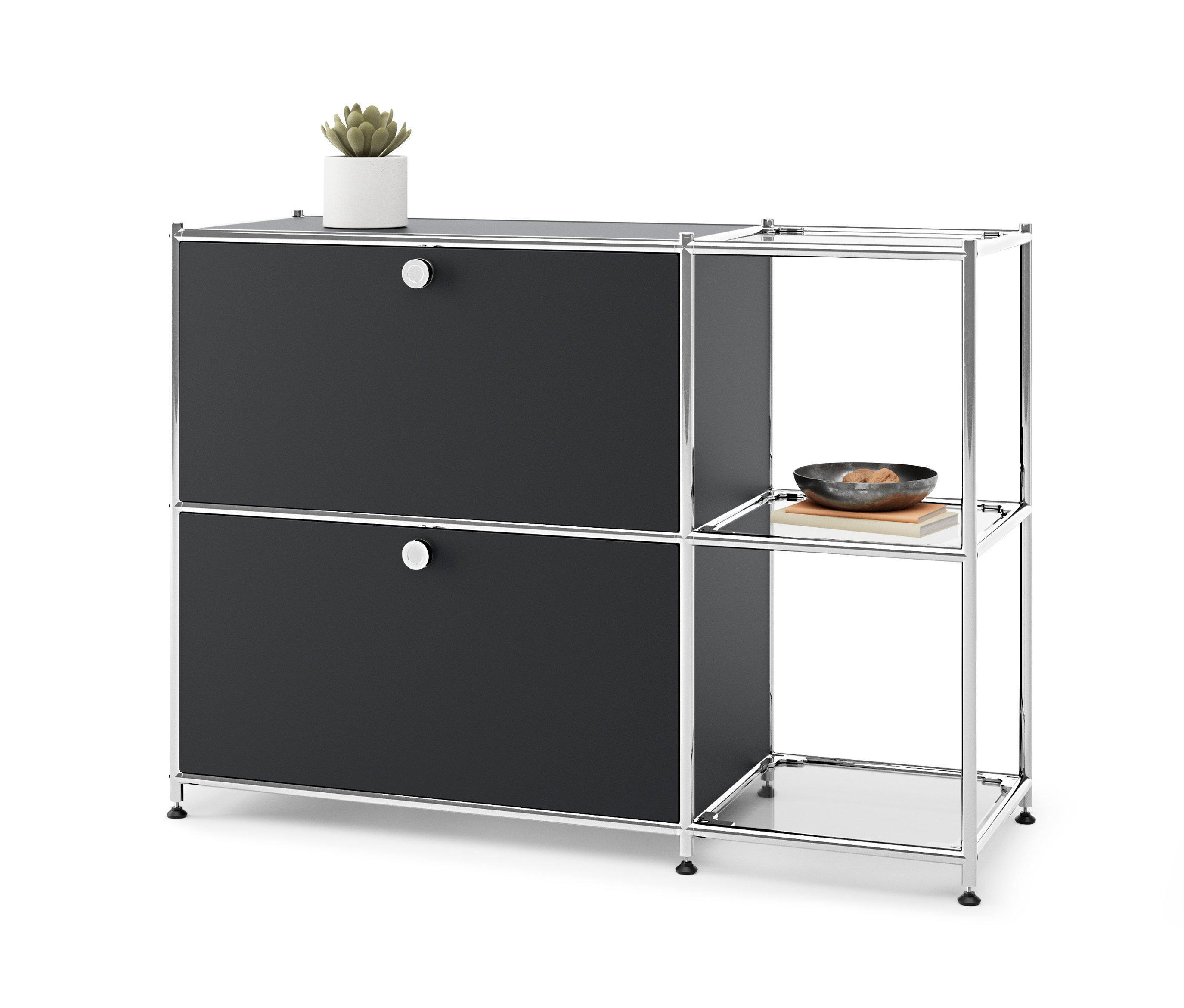 Tchibo - Sideboard Metall »Cn3« mit 2 Klappenfächern - 115x40x82,5cm - schwarz -