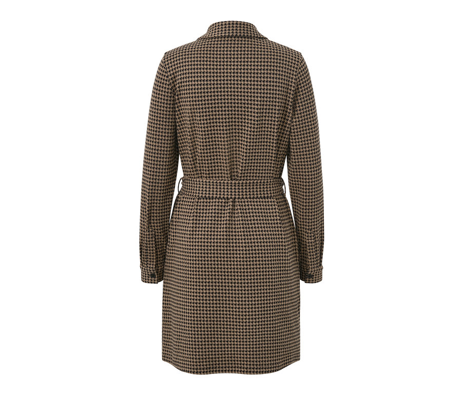 Rückansicht des Sweatkleids mit Hahnentritt-Jacquard.