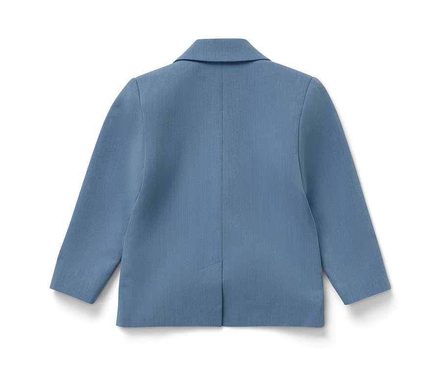 Rückansicht eines blauen Kinder-Sakkos.