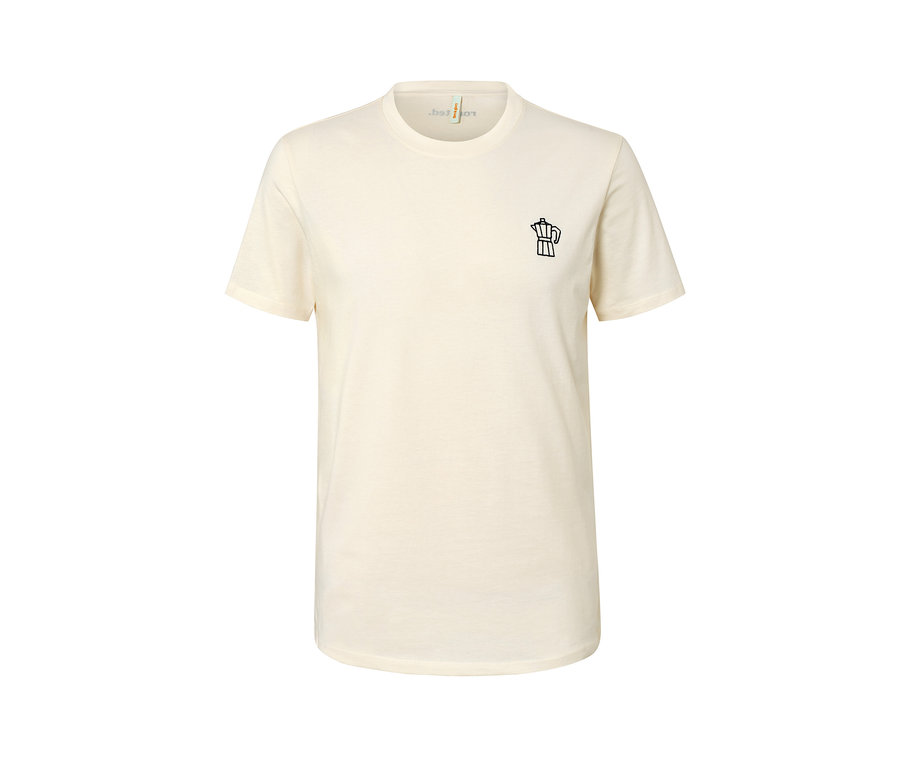 Cremefarbenes T-Shirt »roasted.« mit Stickerei.
