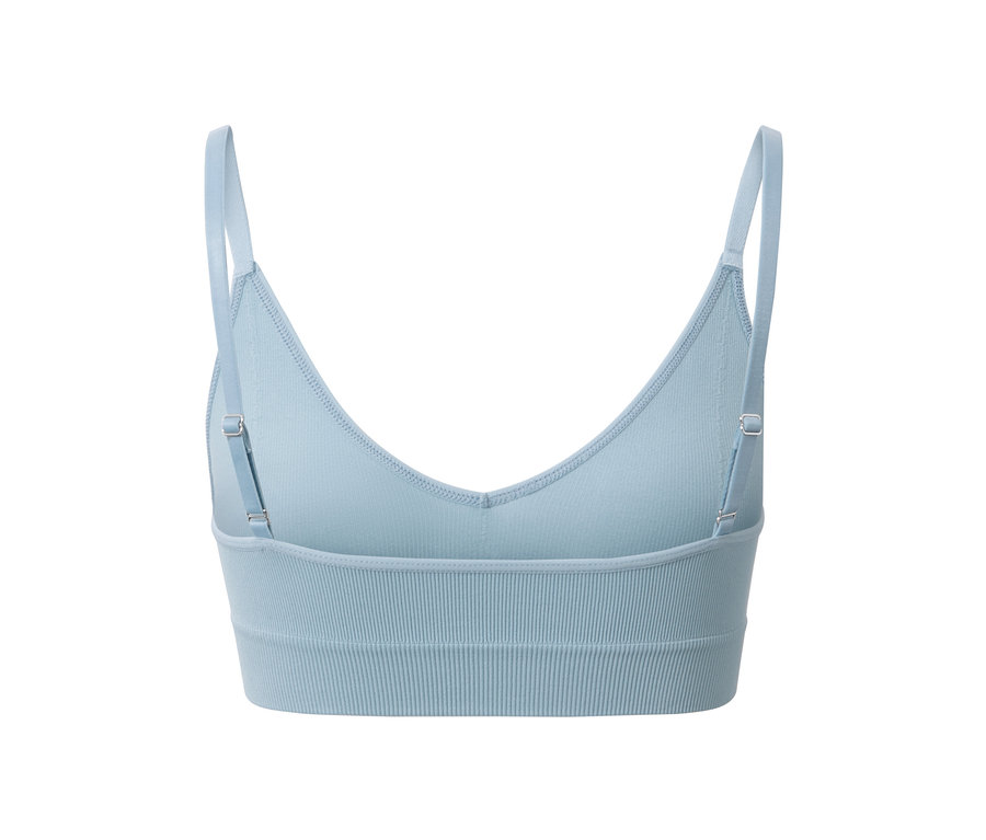 Detailansicht eines hellblauen Seamless-Bustiers.