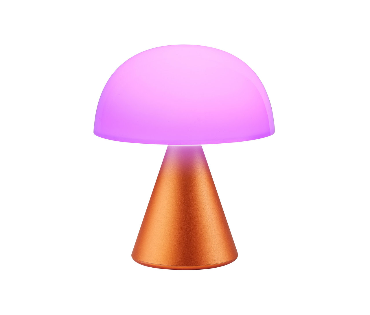 Orangefarbene LEXON LED-Akku-Tischleuchte »Mina M«.
