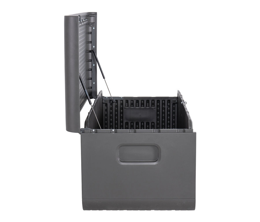 Geöffnete graue Aufbewahrungsbox, 515 l.