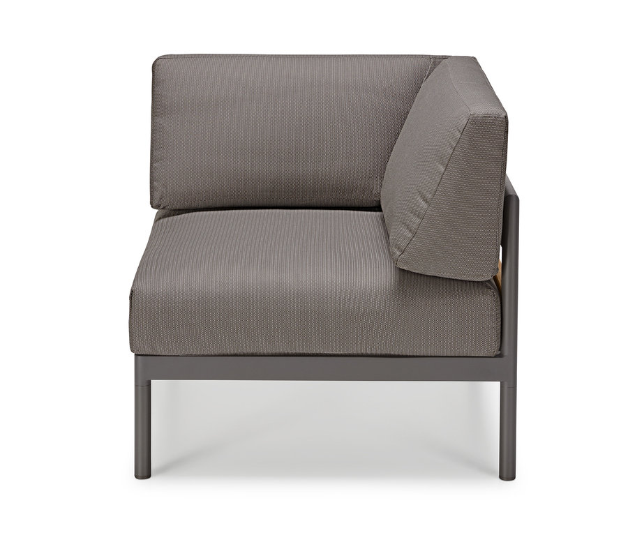 Graues 1-Sitzer Eck-Modul mit Premium-Polsterbezügen.