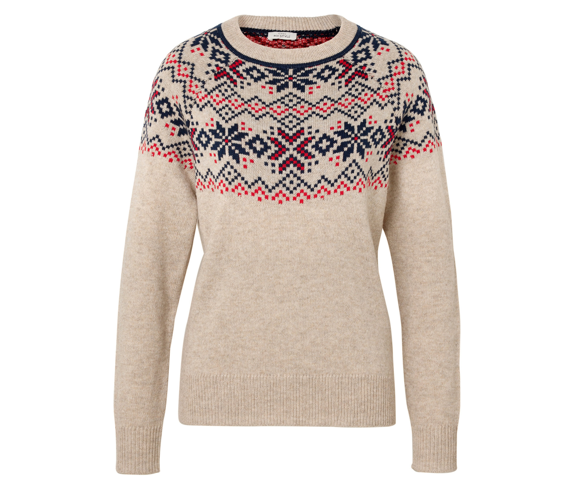 Norweger-Strickpullover - Damen - Gr. S - dunkelblau/jacquard - dunkelblau
