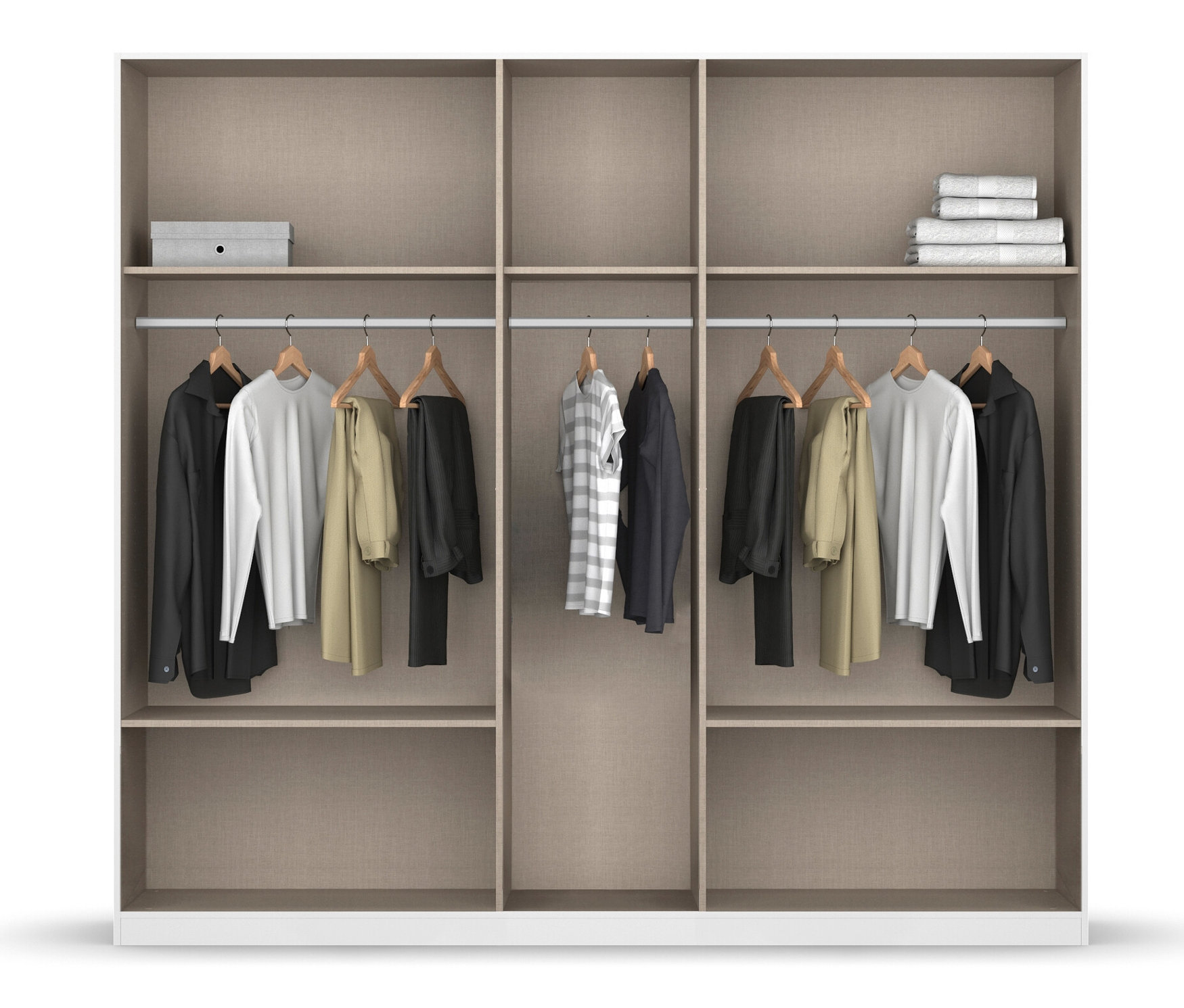 Thumbnail - Rauch Drehtürenschrank "Skandi" 5-türig mit vier Schubladen - 226x54x210cm - braun - Holz