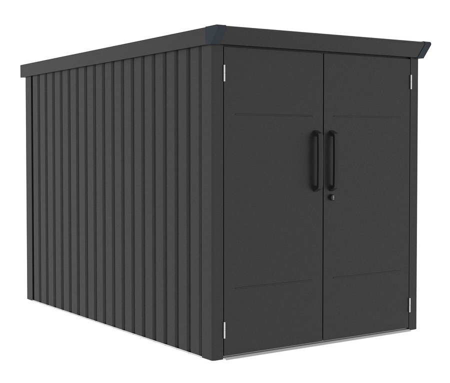 Eine schwarze Fahrradbox.