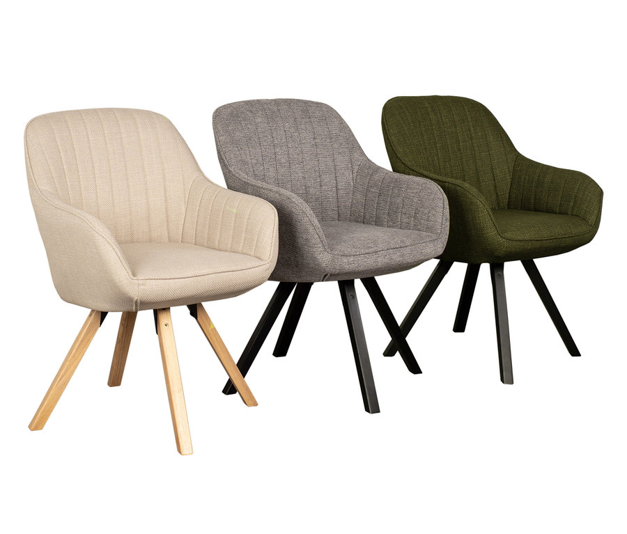Drei deVries Diningsessel »Matera« in Beige, Grau und Grün.