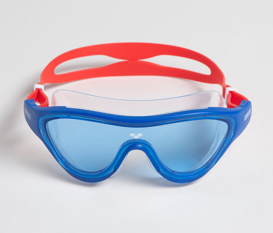 Blaue arena Junior Kinder-Schwimmbrille The One Mask auf weißem Hintergrund.